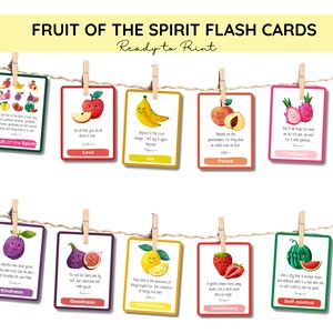 Tarjetas didácticas sobre el fruto del Espíritu, aula, educación en el hogar, aprendizaje, Biblia, fruto del Espíritu, Escritura, tarjetas didácticas, descarga digital