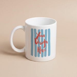 White Mug Mockup | Warm Minimal Studio Background | PSD + JPG (Digital Download)