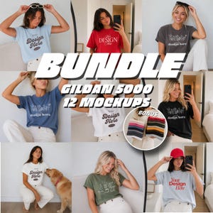Gildan 5000 Cozy Mockup Bundle PSD + JPG | Oversized Lifestyle T-Shirts (Digital Downloads)
