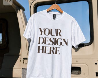 Gildan 5000 Hanging Shirt Mockup PSD + JPG | Desert Coastal  Minimal Oversized T-Shirt (Digital Download)
