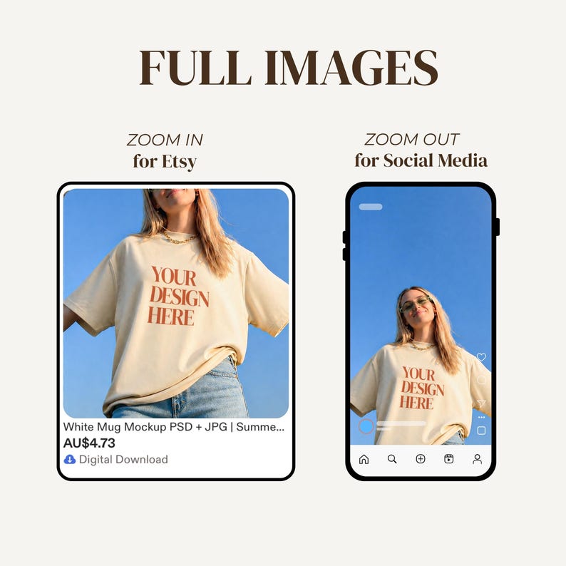 Gildan 5000 Natural Shirt Mockup | Minimalist Apparel Clean Editorial TShirt PSD + JPG (Digital Download) image 4