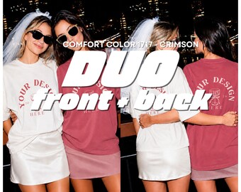 Maqueta Comfort Colors 1717 Crimson / Diseño frontal y posterior / Camiseta para despedida de soltera / Camiseta para la fiesta nupcial / PSD JPG (Descarga digital)