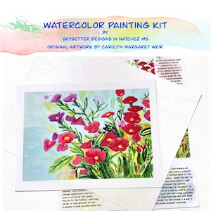 Watercolor Flowers Painting Kit DIY Fun Activity For Teens and Adults Perfect Gift for Artist