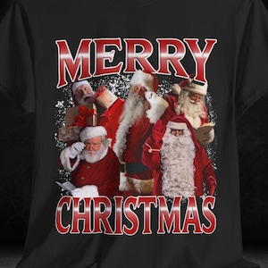 Christmas Santa T-Shirt, Festive Holiday Tee, Vintage Santa Collage, Xmas Gift, Retro Christmas Party Shirt, Ugly Sweater Alternative