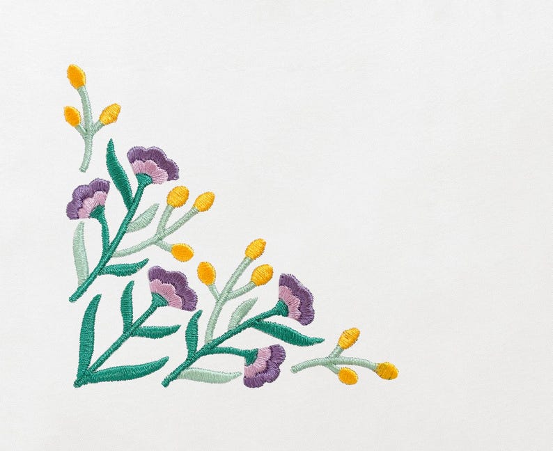 Floral Easter Corner Embroidery Design - Spring Flowers, Easter Machine ...