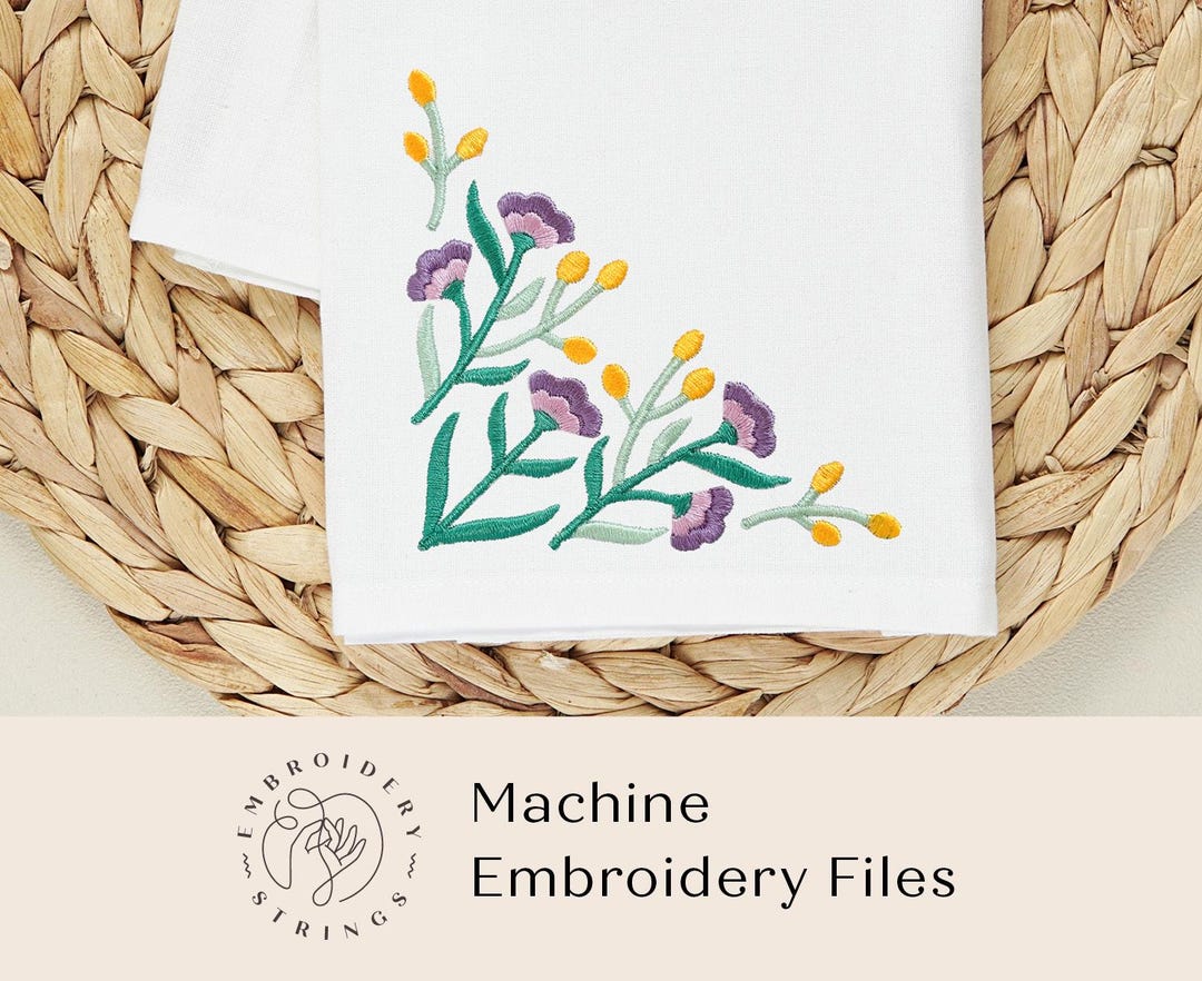 Floral Easter Corner Embroidery Design - Spring Flowers, Easter Machine ...