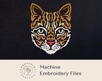 Cat Portrait Embroidery Design - DIY Machine Embroidery File for Cat Lovers - Instant Download