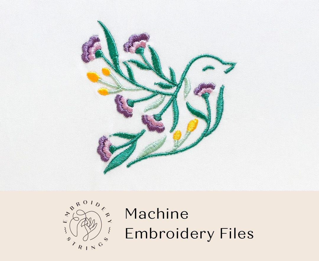 Floral Easter Bird Embroidery Design - Digital Machine Embroidery File ...