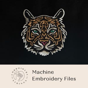 Tiger Portrait Embroidery Design - Digital Machine Embroidery File - Perfect for Dark Fabrics and Statement Pieces