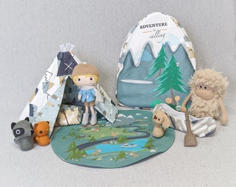 ADVENTURE BACKPACK with Pocket Studio Boy Doll, Friends and Camping Set