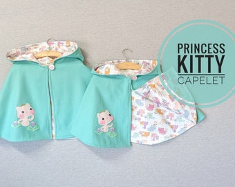 WOLLEN CAPELET - Princess Kitty, op bestelling gemaakt, kinderoutfit, kostuum, doen alsof, jas