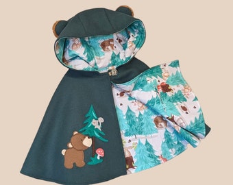 WOLLEN CAPELET - WoodlandBear, kinderoutfit, kostuum, alsof, jas, klaar om te verzenden