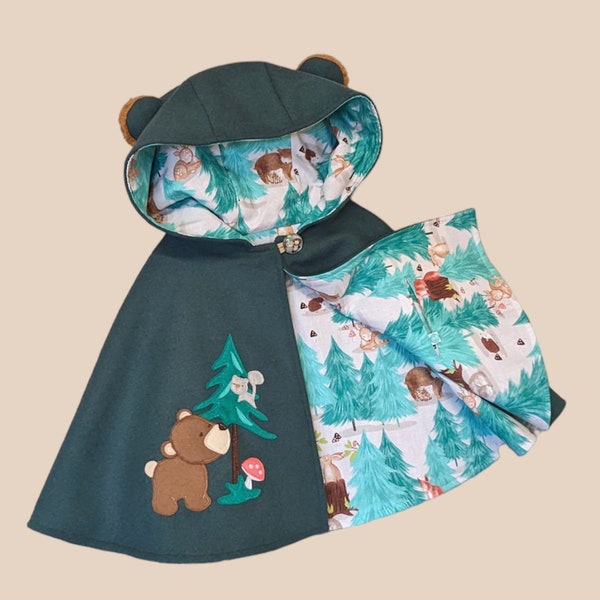 CAPELET EN LAINE - WoodlandBear, Tenue pour enfants, Costume, Faire semblant, Veste, Prêt à expédier