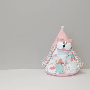 TEEPEE OWL Playful Pillow with Owl, Plush, Toy, Nursery, Decor, Gift image 2