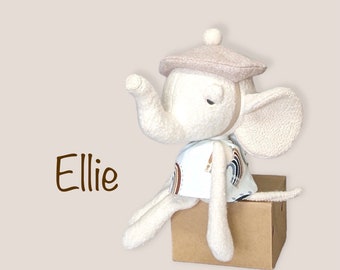 ELLIE DOLL - Organic Cotton Sherpa Elephant Doll, baby doll, animal, plush, toy