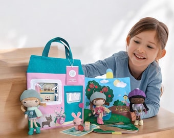 PLAYHOUSE TOTE - Travel Playset with Pocket Studio Doll and Friend