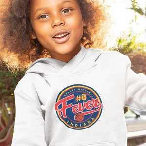 Indiana Fever Kelsey Mitchell #0 Youth Hoodie – Printed Autograph & Unique Fever Logo