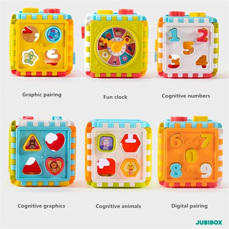 3D Activity Cube Shape Sorting Puzzle Toy for Toddlers and Babies ...