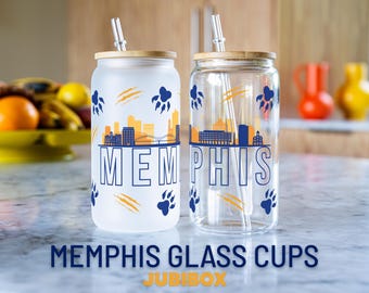 Memphis, Tennessee City Skyline Glass Cup, Hometown Pride, Memphis Glass Tumbler, Housewarming Gift, Collectible City Souvenir, Glass Can
