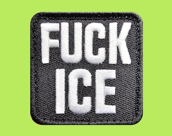 F ICE Black and White Morale Patch Hook and Loop 2x2 Inches