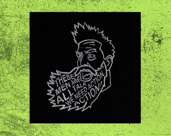 John Brown We Need Action Crust Punk Patch Screen Printed