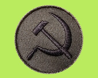 Army Green Hammer and Sickle Morale Patch Hook and Loop 2x2 Inches