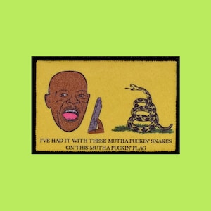 Samuel L Jackson Gadsden Flag Funny Morale Patch Hook and Loop 2x3 Inches
