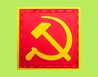 Hammer and Sickle Communist 1x1 Mini Morale Patch PVC Hook and Loop
