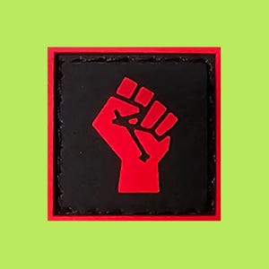 Red Solidarity Fist 1x1 Mini Morale Patch PVC Hook and Loop