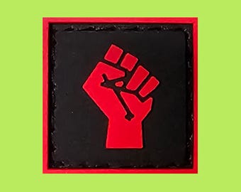 Red Solidarity Fist 1x1 Mini Morale Patch PVC Hook and Loop