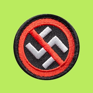 Anti Nazi Symbol Morale Patch Hook and Loop 2x2 Inches