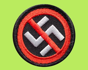 Anti Nazi Symbol Morale Patch Hook and Loop 2x2 Inches