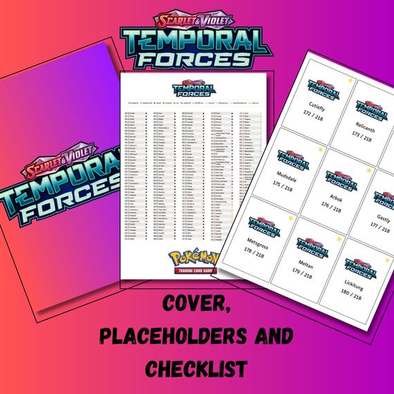 Pokemon TCG Temporal Forces Set Binder Placeholder and Checklist Master Card  List Digital Download Scarlet & Violet - Etsy UK