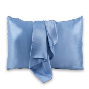 Blue Mulberry Silk Pillowcase, 100% Mulberry Silk, Hypoallergenic, For Sensitive Skin, For Sensitive Hair, Gift For Her, Pillowcase