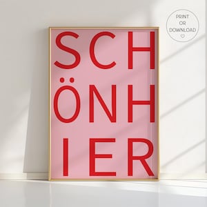 Poster "Nice Here" - Stampa artistica da parete con tipografia tedesca, arredamento minimalista, stampa con citazione moderna, arredamento estetico per la stanza, tutti i colori disponibili