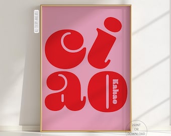 Ciao Kakao Poster, Funny Quote Print, Dopamine Wall Art