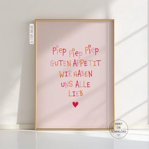 Guten Appetit Poster, Piep Piep Piep Spruch Wandbild, Küchenposter Familie Tischgebet