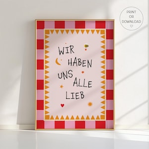 Ci amiamo tutti - Poster di affermazione - Stampa con citazione motivazionale per la cameretta dei bambini, decorazione da parete per la cameretta dei bambini, regalo per l'asilo