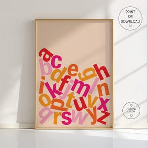 Poster colorato dell'alfabeto ABC per bambini - Decorazione murale educativa per l'aula, stampa con lettere arcobaleno per l'asilo nido, decorazione didattica per insegnanti
