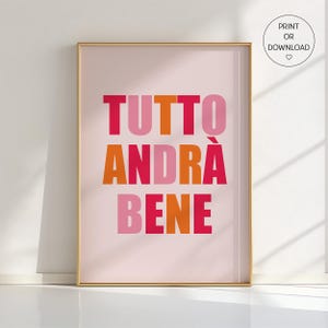 Stampa arcobaleno "Tutto Andrà Bene" - Citazione positiva italiana da parete, decorazione edificante per la cameretta dei bambini, poster con tipografia "Speranza" - Tutti i colori disponibili