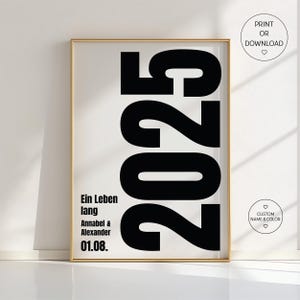 Stampa personalizzata con data di matrimonio – Nomi di coppia personalizzati e poster dell'anno – Arte murale Forever Us – Un regalo d'amore per la vita – Decorazione per l'anniversario