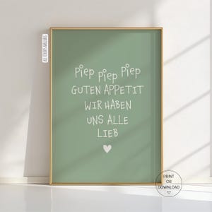 Guten Appetit Poster, Piep Piep Piep Spruch Wandbild, Wanddeko für Familien