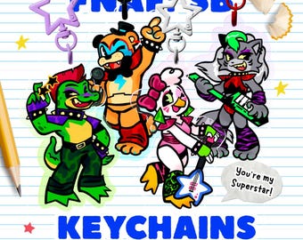FNAF: Security Breach, Freddy Fazbear, Chica, Monty, Roxy | 6cm 2.36" Acrylic Charm | Fan Merch MLP Cartoon Cute Gift Nostalgia