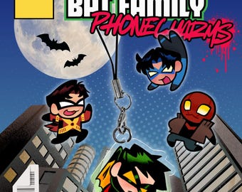 TEEN TITANS: Robin Family Batboys | 3cm 1.18” Phone Charm | Fan Merch DC Comics Cute Gift Nightwing Red Hood Batfamily Mini Kawaii