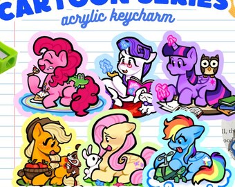 MLP: Mähne 6 Twilight Rainbow Dash Fluttershy | 6 cm 2.36" Acryl Anhänger | Fan Merch MLP Cartoon Niedlich Geschenk Nostalgie