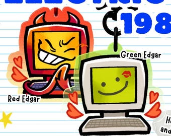 ELECTRIC DREAMS 1984: Red Devil Edgar Green Edgar Computer | 5cm 2" Tinted Charm | Fan Merch Movie Cute Gift Retro 80s SciFi Kawaii Geek