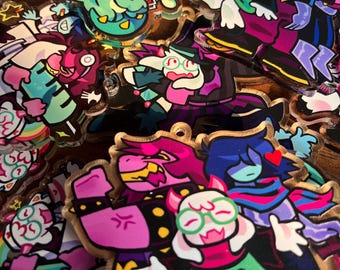 DELTARUNE:  COSTUMES Kris, Ralsei, Susie, Heroes of Light | Acrylic Charm | Fan Merch Indie Video Game Gift