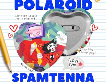 DELTARUNE: Junk Journal Tenna | 5,7 cm 2,24 "3 cm 1,18" Herz Pin Quadrat Holo Badge | Fan Merch Videospiel Nettes Geschenk Retro RPG Yaoi