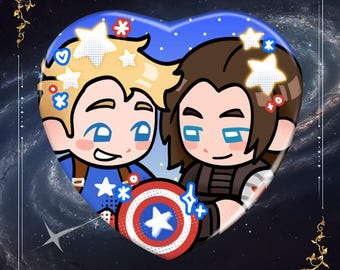 CAMPUS COUPLE Stucky Steve Rogers Bucky Barnes | 6cm 2.36" Acrylic Heart Pin | Fan Anime Cute Yaoi