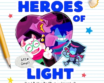 DELTARUNE: Helden des Lichtes Kris Ralsei Susie | 5,7 cm 2,24 "3 cm 1,18" Herz Pin Quadrat Holo Badge | Fan Merch Videospiel Nettes Geschenk RPG Indie